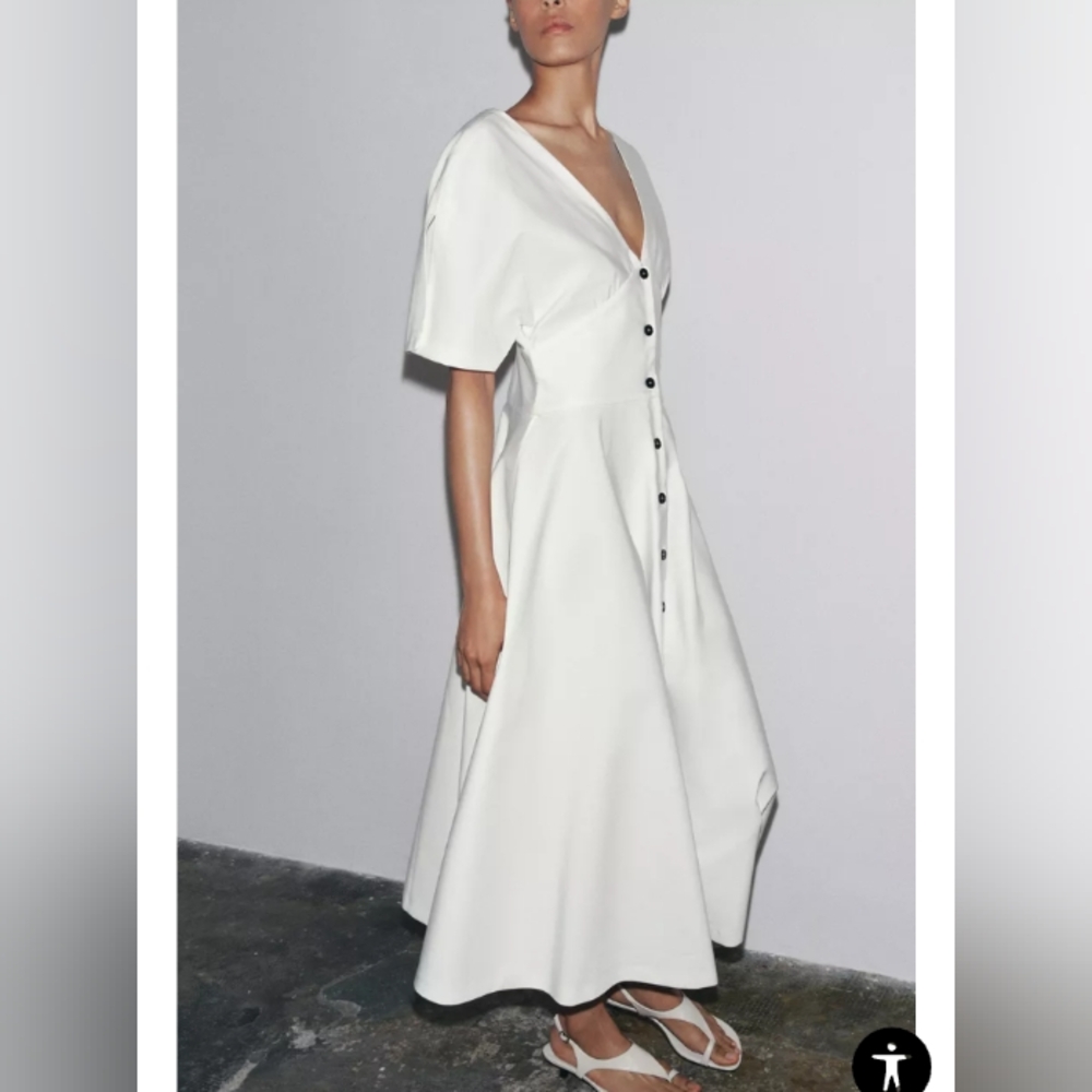 Zara ZW Collection Midi Button Dress - Picture 8 of 13